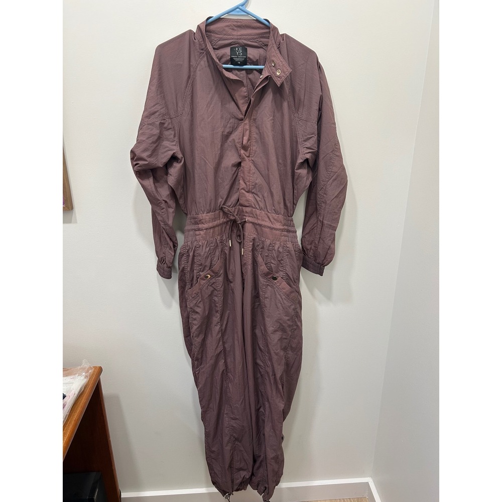 Athleta Utility Jumpsuit Womens 10 Mauve Alicia Keys Keys Nylon One Piece Cutout